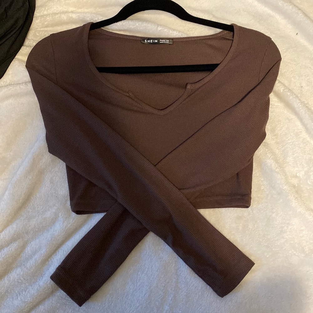 mocha brown cropped long sleeve